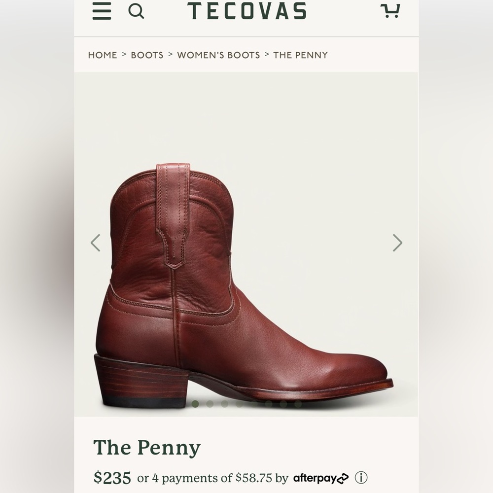 Tecovas The Penny Brown Ankle Boots